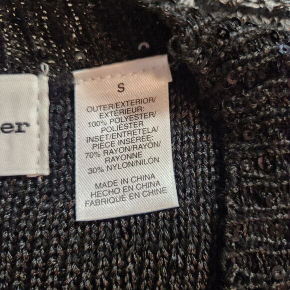 Alfred Dunner Women's S Embellish Black White Two-fer 3/4 Sleeve Sweater - Picture 4 of 15